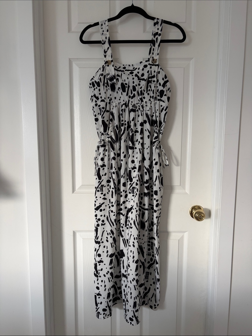 ASOS Maternity Black and White Printed Maxi Dress with Adjustable Straps